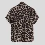 OUTDOOR Summer Leopard Print Shirts Fashion Men Short Sleeve Lapel Shirt Casual Floral Blouse Men Hawaiian Beach Tops