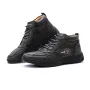 Men's High Top Boots Winter PU Leather Ankle Boots Fur Lined Warm Slip Resistant Waterproof Casual Shoes Outdoor Mountaineering Hiking Shoes