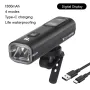WEST BIKING Smart LED Digital Display Bike Headlight 1500mAh Battery Type-C Charging Waterproof Mini Portable Bicycle Front Light for MTB Bike Road Bike Flashlight
