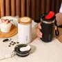 IPRee 350ml Stainless Steel Insulated Cups Portable Double Wall Vacuum Flask Coffee Mug with Rope Leak-Proof Drinking Water Bottles