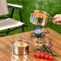 IPRee Stainless Steel 8Pcs Cookware Set for Camping Camping Pot and Pan Set with Cups Outdoor 2-3 Person Tableware for Hiking Picnic