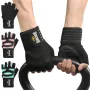 GOUNOD 1Pair Workout Half-finger Gloves Breathable Wear-resistant Extended Strap Fitness Sports Gloves for Barbell Equipment Eeightlifting Iron Exercise