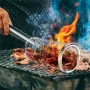 IPRee Round BBQ Basket Stainless Steel Rolling Grilling Basket Wire Mesh Cylinder Grill Basket Portable Outdoor Camping Barbecue Rack