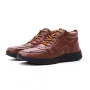 Men's High Top Boots Winter PU Leather Ankle Boots Fur Lined Warm Slip Resistant Waterproof Casual Shoes Outdoor Mountaineering Hiking Shoes