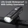 WEST BIKING Smart LED Digital Display Bike Headlight 1500mAh Battery Type-C Charging Waterproof Mini Portable Bicycle Front Light for MTB Bike Road Bike Flashlight