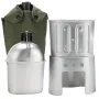IPRee Aluminum Water Canteen Cup Wood Stove Pouch Set Portable Military Canteen for Outdoor Camping Survival Experience Hiking Backpacking