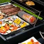 IPRee Round BBQ Basket Stainless Steel Rolling Grilling Basket Wire Mesh Cylinder Grill Basket Portable Outdoor Camping Barbecue Rack