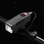 BENGGUO Solar Rechargeable Bike Headlight LED Super Brightness 1800mAh Battery Waterproof 4 Light Modes Warning Flashlight with 120dB Horn for Night Cycling