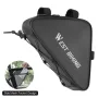 WEST BIKING 0.6L Bicycle Front Frame Triangle Bag With Mesh Pouch MTB Road Bike Waterproof Bottom Tube Bag Elastic Luggage Straps For Storage