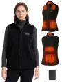 Auxo 7-Zone Fleece Heated Vest for Women with Battery Pack 3 Heat Settings Lightweight Winter Sleeveless Electric Heating Clothing