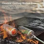 IPRee Round BBQ Basket Stainless Steel Rolling Grilling Basket Wire Mesh Cylinder Grill Basket Portable Outdoor Camping Barbecue Rack