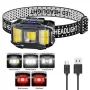 COB LED Head Mounted Flashlight USB Charging Powerful Headlight Torch Power Display Camping Head Light for Outdoor Night Fishing