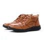 Men's High Top Boots Winter PU Leather Ankle Boots Fur Lined Warm Slip Resistant Waterproof Casual Shoes Outdoor Mountaineering Hiking Shoes