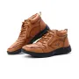 Men's High Top Boots Winter PU Leather Ankle Boots Fur Lined Warm Slip Resistant Waterproof Casual Shoes Outdoor Mountaineering Hiking Shoes