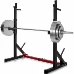 [US Direct] Dipping Station 43.5~67.5inch High 13 Levels Adjustable Weight Lifting Bench Barbell Stand Fitness Gym Home 550 Pound Loading