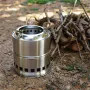 IPRee Outdoor Firewood Stove Portable Folding Wood Stove Stainless Steel Wood-burning Stove Camping Picnic BBQ Windproof Furnace