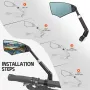 WEST BIKING HD Anti-Glare Bike Rearview Mirror 360° Rotation Adjustable Retractable Reflector for 20-23mm Bicycle Electric Scooter Handlebars
