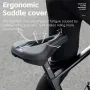 WEST BIKNIG Thickened Sponge High Elasticity Bike Seat Cushion PU Leather Soft Waterproof Hook Loop Fastening Bicycle Saddle Cover