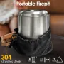 IPRee Outdoor Stainless Steel Firewood Stove Heater Camping Smokeless Fire Pit Furance Portable Wood Burning Brazier