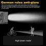 BIKIGHT Bike Headlight 1200mAh Battery Dual Distance Beam Design Waterproof 4 Light Modes Type-C Fast Charge Power Display Bicycle Front Light Flashlight for Cycling