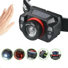 XPE+LED Strong Light Headlamp Built-in Battery USB Charging Wave Sensing Zoom Strong Light Headlamp