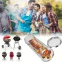 IPRee Round BBQ Basket Stainless Steel Rolling Grilling Basket Wire Mesh Cylinder Grill Basket Portable Outdoor Camping Barbecue Rack