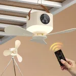 IPRee 2 in 1 Portable Fan Camping Light 3600mAh Rechargeable Outdoor Camping Tent Fan New Remote Control Household Ceiling Fan Lighting