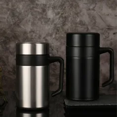 IPRee 400ML 304 Stainless Steel Thermal Mug Thermos With Handle Lid Tea Filter Tea Tumber Office Water Cup Tea Insulated Cup