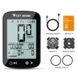 WEST BIKING XQ2 2.4'' GPS Wireless Bike Computer Auto Backlight IPX7 Waterproof Type-C Charge Speedometer for MTB Cycling