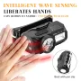 USB Motion Sensor LED Headlamp Clip-on Light Cap Headlight Rechargeable Mini Head Flashlight with Clip Magnet For Camping Fishing