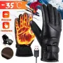 TENGOO USB Electric Heated Thermostatic Gloves Waterproof PU Touchscreen Heated Gloves Winter Motorcycle Riding Hand Warm Gloves