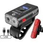 1000LM Brightness Bike Light Set 6 Light Modes 1200mAh Battery Aluminum Alloy Bicycle Front Light with Smart Taillight for Mountain Bicycle Scooter