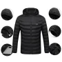 TENGOO HJ-11 Unisex 11 Areas Heating Jacket 3-Modes Adjust USB Electric Heated Coat Thermal Hoodie Jacket for Winter Sport Skiing Cycling