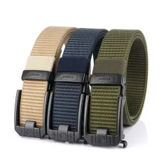 Ceinture tactique intelligente en métal Tushi, boucle automatique, en toile, nylon épais, pour jeans, pour l'extérieur, camping, randonnée, pêche, cyclisme
