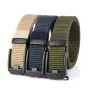 Tushi Metal Smart Tactical Belt Automatic Buckle Canvas Thick Nylon Jeans Pants Belt for Outdoors Camping Hiking Fishing Cycling