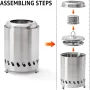 IPRee Outdoor Stainless Steel Firewood Stove Heater Camping Smokeless Fire Pit Furance Portable Wood Burning Brazier