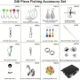 Anmuka 246pcs Fishing Tackle Box Fishing Accessories Set with Fish Hooks Lead Sinker Swivel for Bass Trout Walleye Fishing Supplies