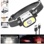 Wave Sensor 2000mAh 400LM 5 Lighting Modes LED Headlamp USB Rechargeable Head Torch COB Outdoor Cycling Adventure Fishing Flashlight Bike Headlamp
