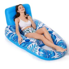 WaveRite 1pc Inflatable Floating Pool Lounge Chair Water Floaties for Swimming Pool Lake Lounge Float Swimming Beach Lounger Floating Seat With Backrest