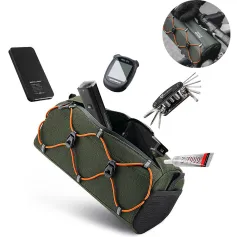 ROCKBROS 2.2L Cycling Bicycle Front Bag 100% Polyester Three-point Fixation Stability High-visibility Reflectors Portable Shoulderbag for MTB Road Bike