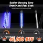 WARMOUNTS 3 Burners 32'' Propane Gas Griddle Foldable with 4 wheels, Portable Flat Top Grill 45000 BTU Propane Fuelled, Outdoor Griddle Grill with Side Tables, Tissue Hook, for Camping, BBQ