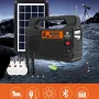 Portable Solar Generator with Solar Panel Radio BT Speaker Phone Charger Flashlight Power Station Built-in 3600mAh Rechargeable Battery for Outdoor Camping Emergency Illumination System with 3Pcs External Light Bulb