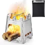 Astrolux® Ti-BS1 Titanium Backpacking Stoves Titanium Camping Stove Folding Wood Burning Stove Pocket Stove Portable Lightweight Backpacking Stove for Outdoor Camping Hiking Backpacking Picnic BBQ
