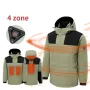 TENGOO HJ-04G 4 Heating Areas Jacket Windbreaker Unisex 3-Gear Thermal High Neck Hooded Coat Windproof Comfy Outerwear for Winter Hiking Outdoor Sport