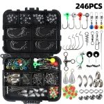 Anmuka 246pcs Fishing Tackle Box Fishing Accessories Set with Fish Hooks Lead Sinker Swivel for Bass Trout Walleye Fishing Supplies