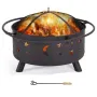[USA Direct] Fireplace with Spark Screen Poker for Bonfire Patio Backyard Garden Picnic Fire Pit 30in Fire Pits for Outside Wood Burning Outdoor, 8010