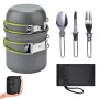 Lightweight Aluminum Alloy Camping Pot Hiking Picnic Tourist Tableware Set Outdoor Stove Pot Pan Plastic Bowl Outdoor Cookware