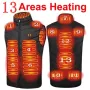 TENGOO HV-13 Electric Heated Vest - 13 Heating Areas Loose Fit for Unisex, USB Chargeable & Waterproof for Winter Outdoors