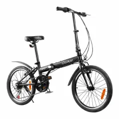 [USA Direct] iDeaPlay P12 6-Speed 20 Inch Wheels Mountain Bike Steel Frame V-Brakes Payload 75KG Adult Folding Bicycle