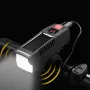 BENGGUO Solar Rechargeable Bike Headlight LED Super Brightness 1800mAh Battery Waterproof 4 Light Modes Warning Flashlight with 120dB Horn for Night Cycling